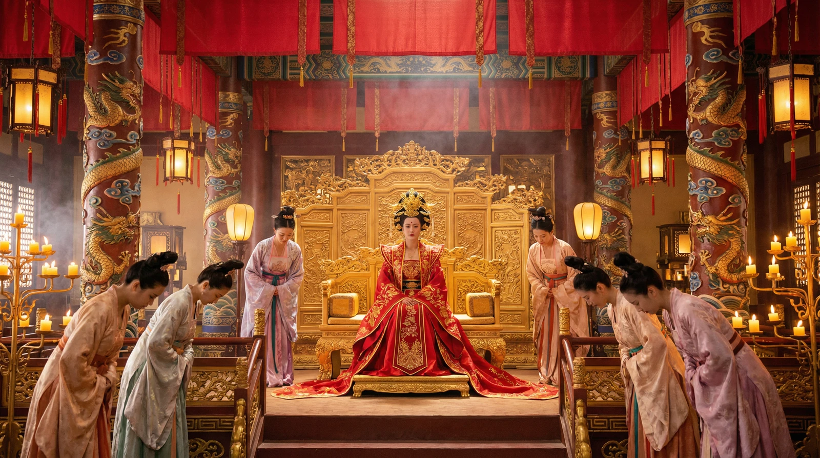 黑丝古装宫廷大戏拍摄现场皇后登基场景
